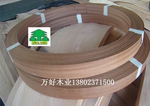 2厘厚沙比利直纹木皮封边条 家具专用封边条 veneer edge banding