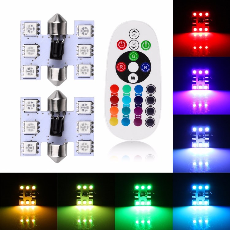 遙控車內(nèi)部RGB LED汽車圓頂閱讀燈DC 12V 31mm SMD 5050