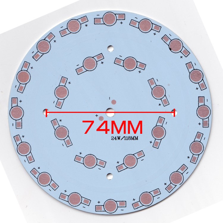 24W大功率鋁基板直徑118螺絲孔74MM筒燈導軌燈射燈線路板