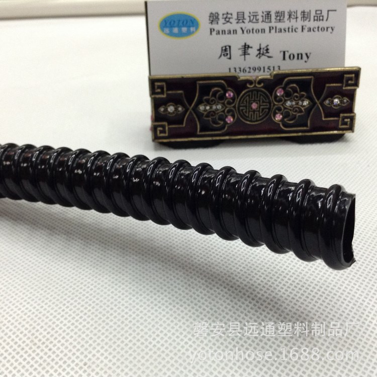 供應內徑16mm黑色PVC加強筋纏繞波紋管