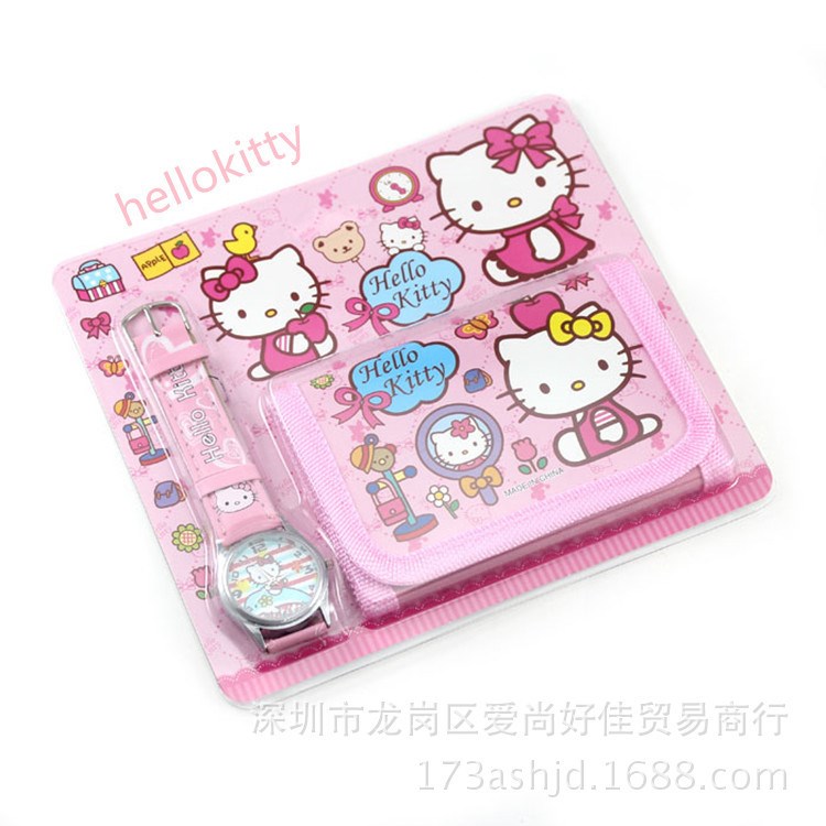 hello kitty手表錢包套裝 KT卡通盒裝電子六一兒童生日禮物文具