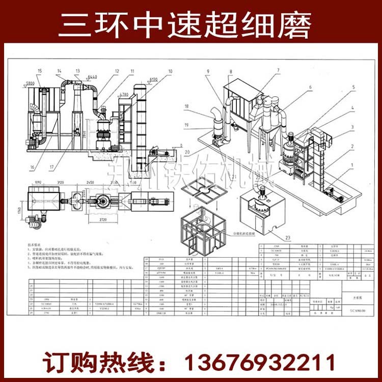 鐵佑全新三環(huán)中速超細(xì)微粉磨 高壓懸輥磨粉粉碎機(jī) 離心式超細(xì)磨機(jī)