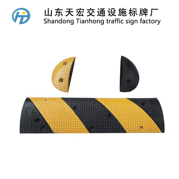 加厚款5cm高橡膠減速帶 斜紋減速坡 停車場下坡專用橡膠減速帶