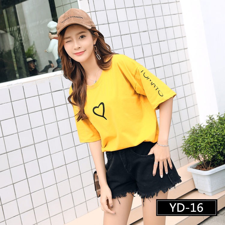 2018新款夏裝女式t 恤棉大碼寬松中袖印花打底衫T恤女一件代發
