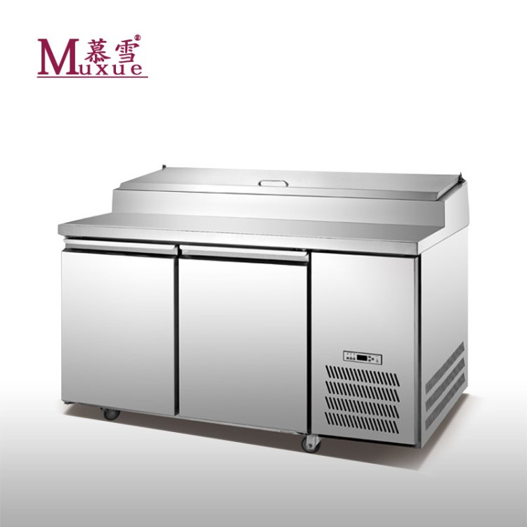 1.8米雙門披薩冷柜不銹鋼風冷無霜披薩冷藏柜西餐冰柜操作臺冰箱