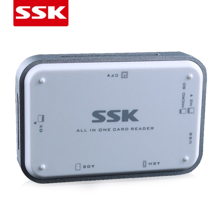 SSK 多合一金屬讀卡器USB3.0高速讀卡器SD/TF/CF/MS內(nèi)存卡SCRM056