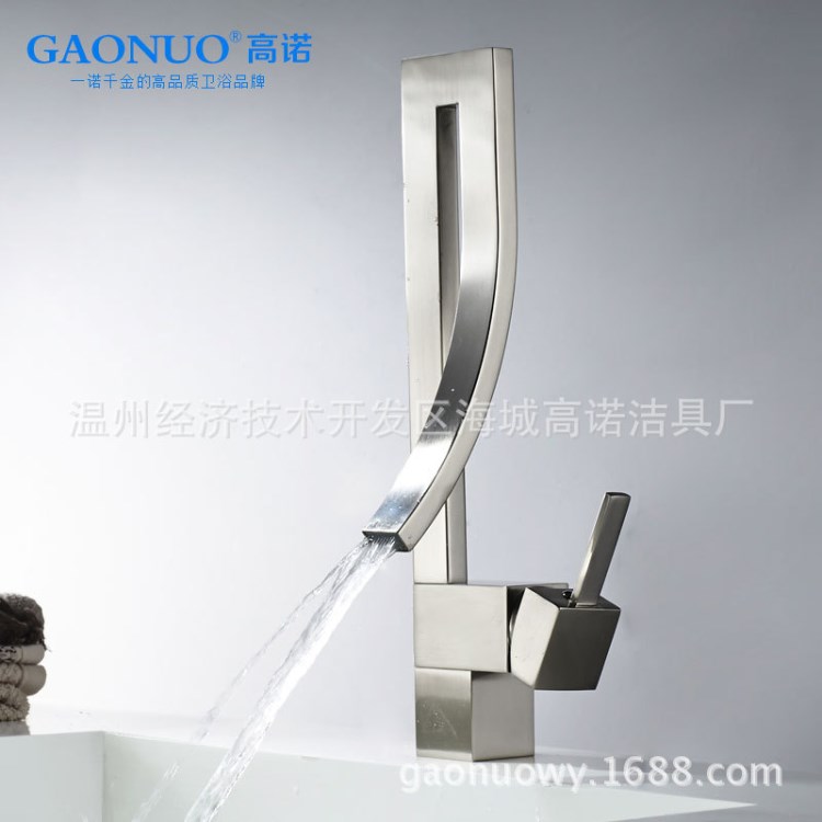 供應全銅冷熱拉絲水龍頭 廚房龍頭異形個性創意洗臉盆龍頭批發