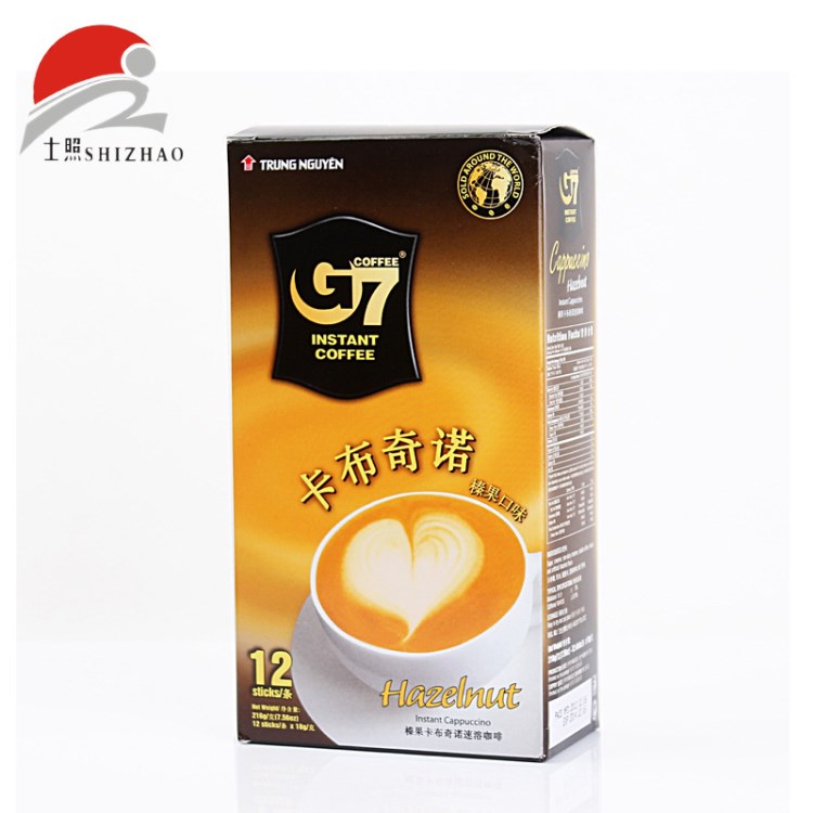 越南特產(chǎn)咖啡批發(fā) 越南中原G7卡布奇諾咖啡 G7榛子咖啡216G-中文