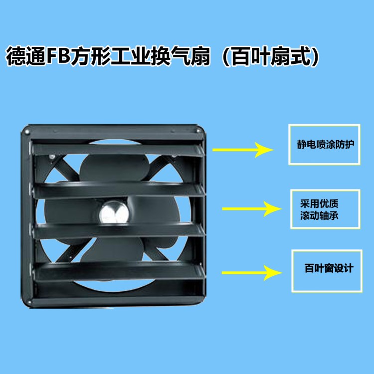 代理FB系列方形工业换气扇（百叶扇式）FBD20-4/FBD25-4/FBD30-4