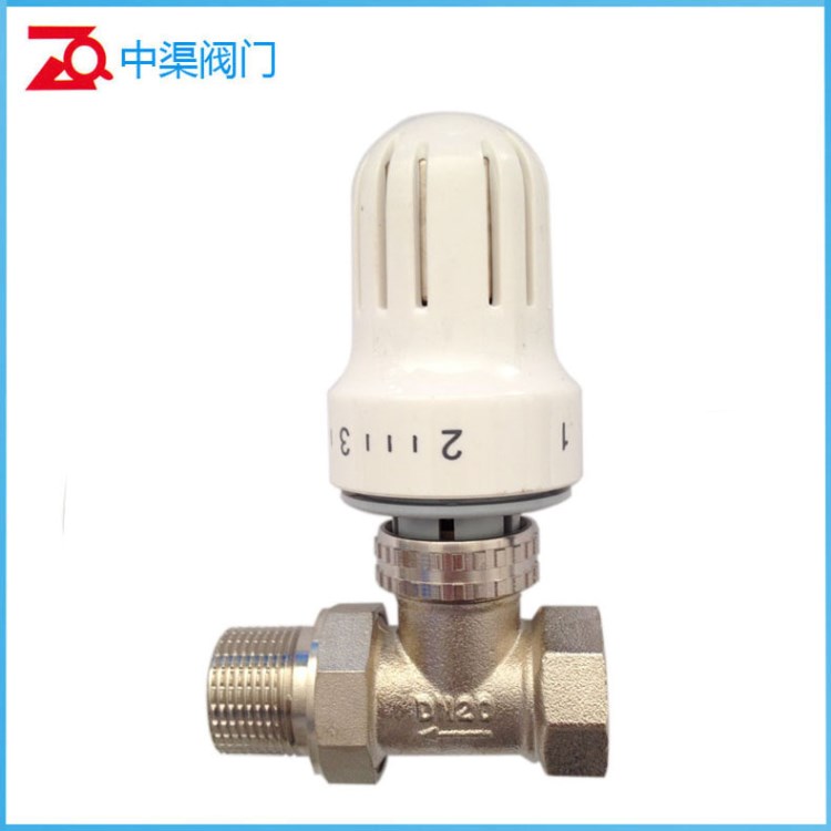現貨供應自動溫控閥DN20/25 6分1寸 黃銅直式角式暖氣恒溫閥