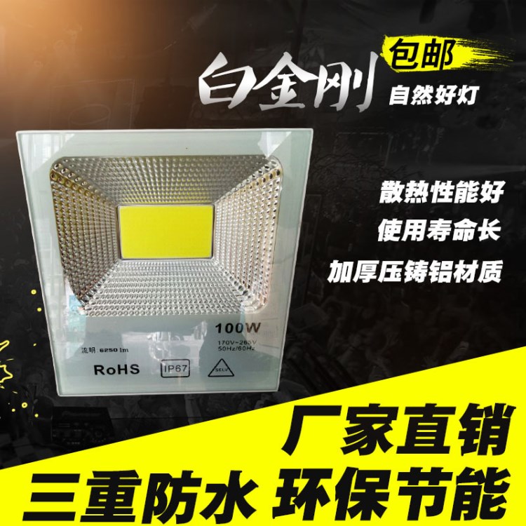 LED投光燈白金剛  廠房工廠戶外照明燈具 大功率無(wú)頻閃