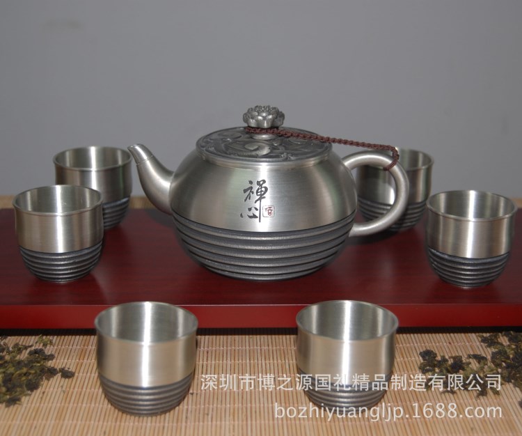 錫茶具禪心茶具、錫茶壺茶杯錫制套裝送長輩送領導朋友廠家直銷