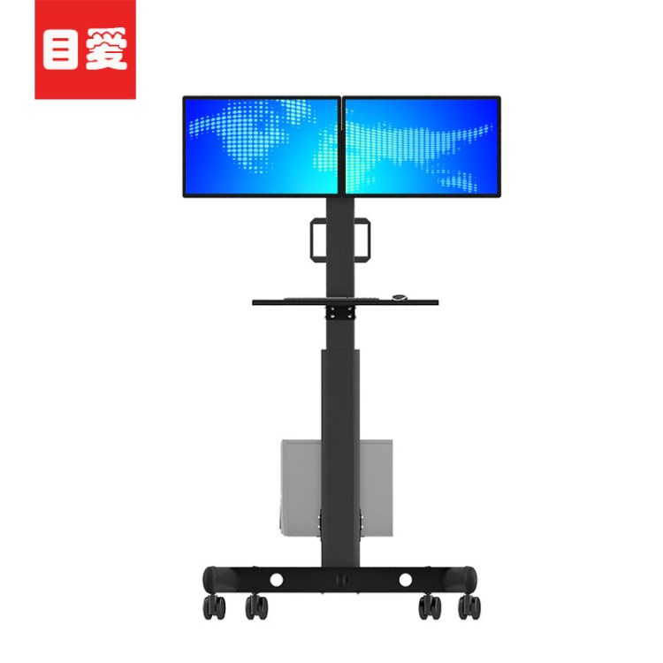 廠家批發(fā) 雙屏電腦顯示器支架 落地移動電腦底座會議教學(xué)支架