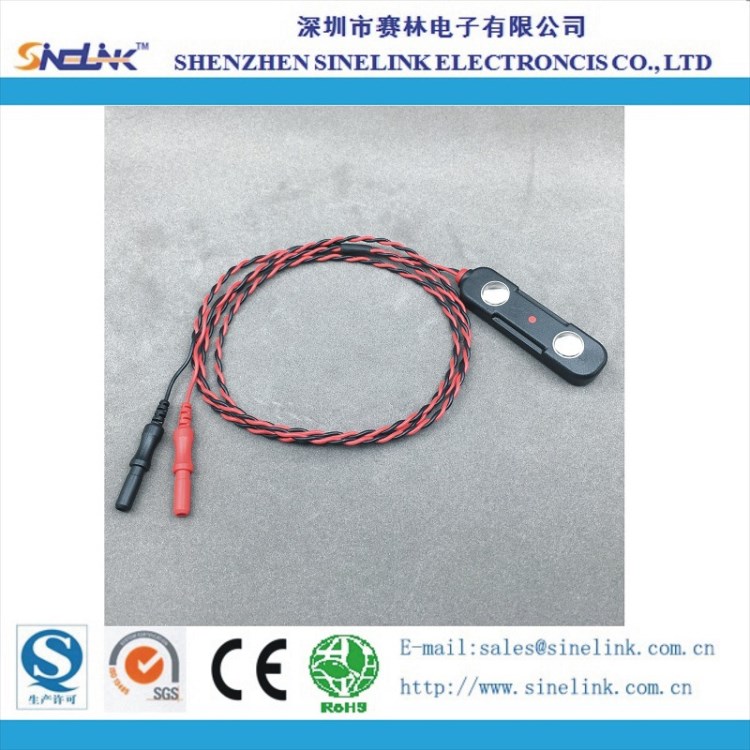 重用型鞍式電極線，&Phi;1.5mm插孔式，雙絞線，&Phi;9.0mm柱狀電極
