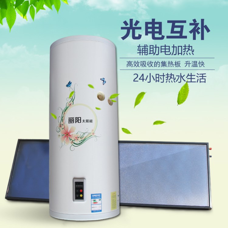 廠家直銷麗陽陽臺壁掛式太陽能熱水器光電兩用平板工程集熱器家