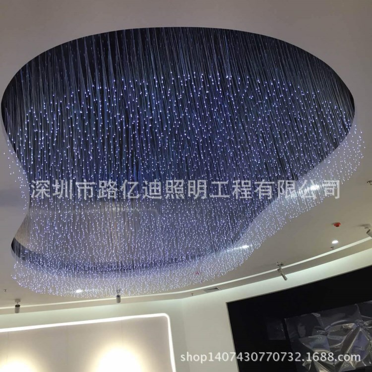 天花板吊燈光纖吊燈西寧大型展館天花造型裝飾燈具廠家定制