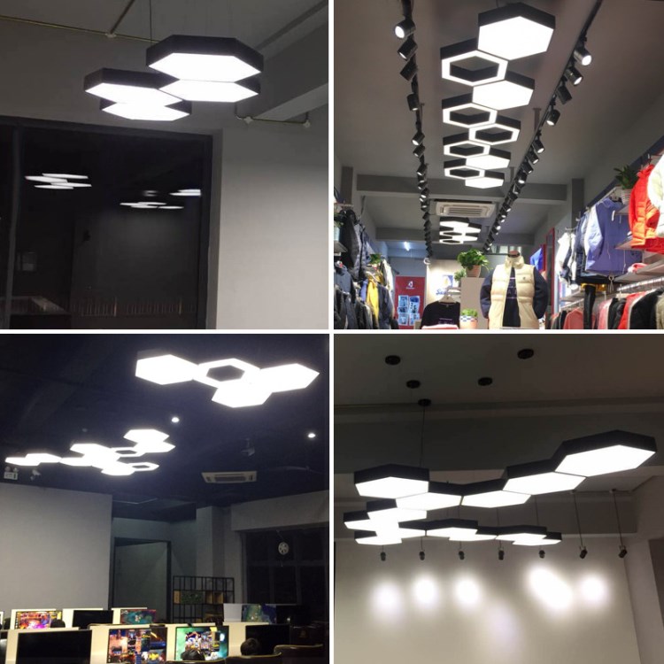 六角型簡約現代個性LED吊燈創意吧臺辦公室吊燈幾何蜂窩燈具組合