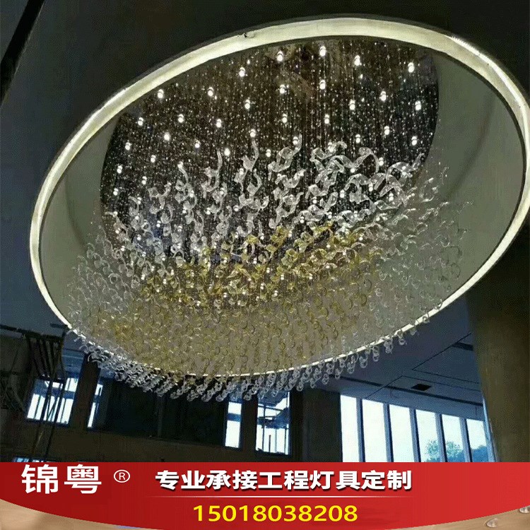 酒店大堂水晶燈大廳燈宴會廳吊線燈橢圓形燈具售樓部工程燈定制