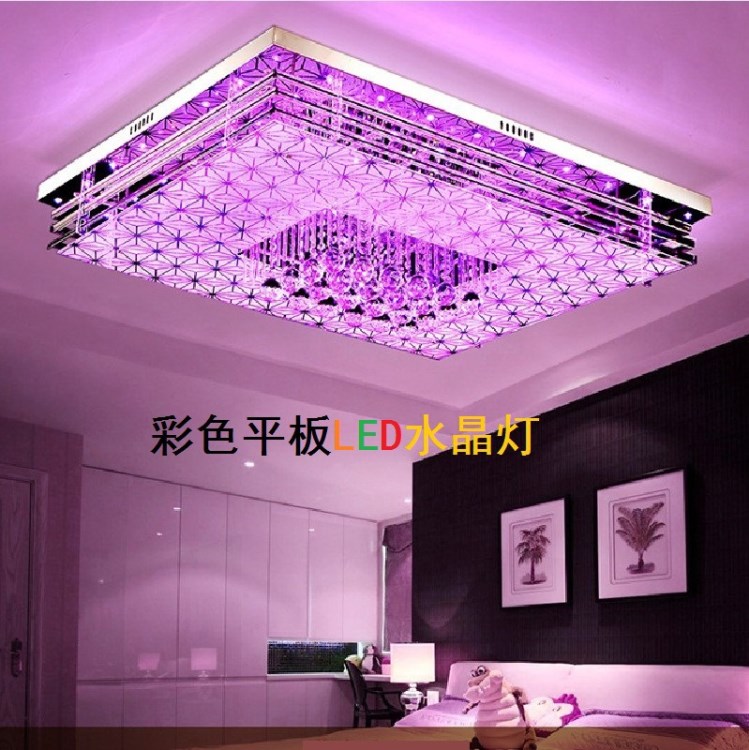 水晶客廳LED水晶燈家裝大廳臥室客廳長方形水晶吸頂燈彩色低壓燈