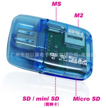 廠家供應(yīng)小小透明USB讀卡器 2代小透明讀卡器 4合1USB讀卡器