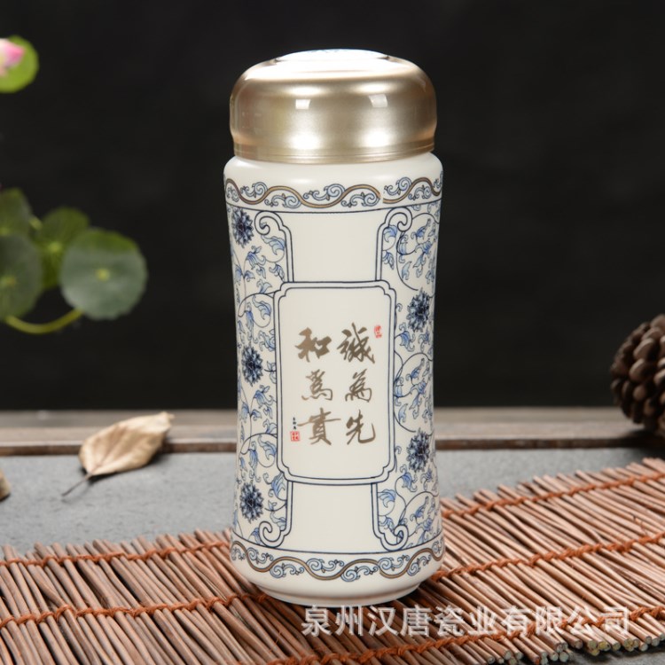 陶瓷保溫杯直身杯養(yǎng)生杯隨身杯茶杯雙層隔熱杯辦公水杯男女情侶杯