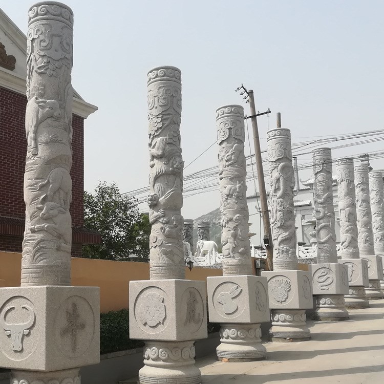 廠家直銷廣場文化住 民族人物石柱 石雕盤龍柱華表 十二生肖石柱