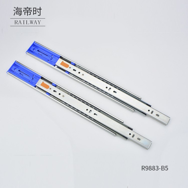 海帝時(shí)廠家批發(fā) 家具櫥柜五金鋼珠三節(jié)緩沖抽屜滑軌靜音阻尼導(dǎo)軌