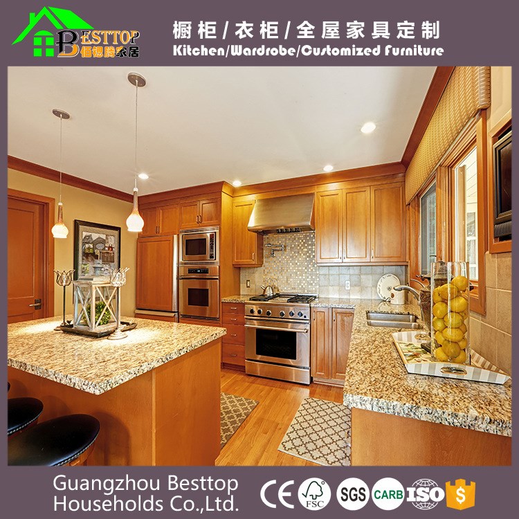 工廠定制麻石臺(tái)面廚房櫥柜大批量生產(chǎn)歐式環(huán)保全實(shí)木櫥柜