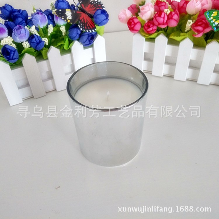 廠家直銷(xiāo)鍍銀玻璃杯香薰蠟燭 無(wú)煙環(huán)保香薰蠟燭 天然植物香精