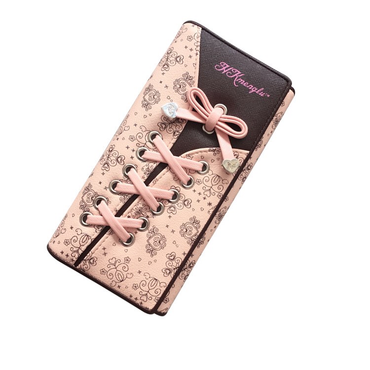 新款韓版女士錢包 女款包包蝴蝶結長款零錢包oem代加工廠家批發