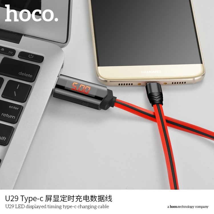 HOCO LED屏顯定時(shí)充電數(shù)據(jù)線 U29蘋果安卓通用Type-C智能快充 2A