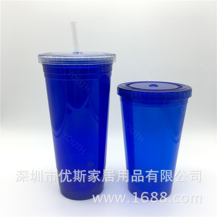 Youth定制雙層吸管杯 22OZ夏季飲料杯 可定制LOGO禮贈(zèng)品吸管杯