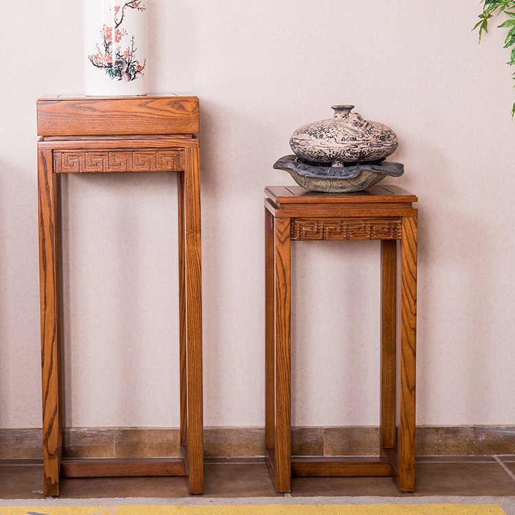 廠家直銷品質(zhì)保障白蠟?zāi)緦?shí)木花架中式環(huán)保室內(nèi)落地花幾直銷批發(fā)
