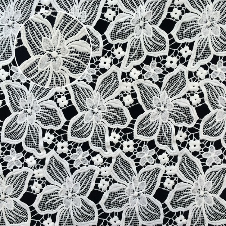 滌綸絲花邊 婚紗禮服服裝輔料廠家 水溶滿幅鏤空有彈性水溶花邊