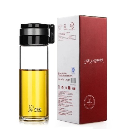 希諾大號(hào)玻璃杯男女單層高端禮品水杯帶手提環(huán)定制印刻字泡茶杯子