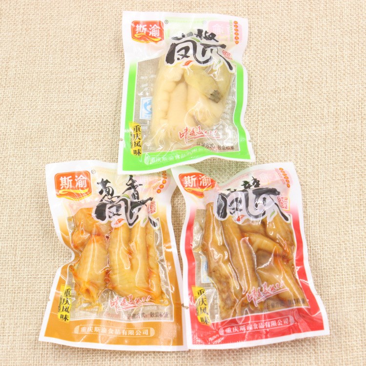 斯渝山椒鳳爪重慶特產(chǎn)零食小吃泡椒野山椒麻辣蔥香雞爪小包裝5斤