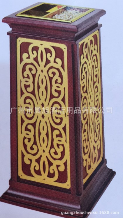 批發酒店大堂用品 木雕花座地煙灰桶 木制果皮桶 大堂垃圾桶