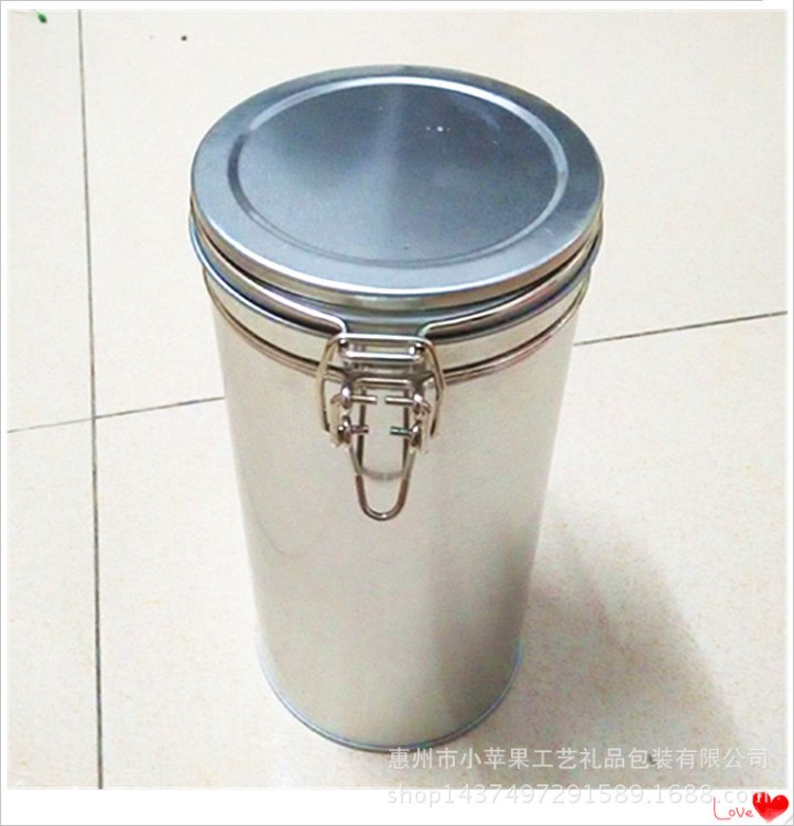 供應鐵絲鎖扣茶葉罐  高度密封儲物禮品盒 馬口鐵盒定制直銷