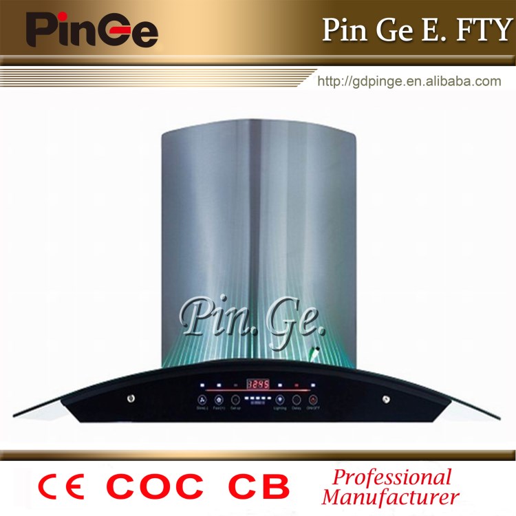 供應(yīng)抽油煙機(jī)外銷鋼化玻璃不銹鋼弧型平網(wǎng)90CM吸油煙機(jī)PG14H-90