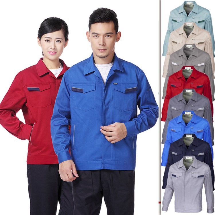 廠家定做春秋季新款滌棉長(zhǎng)袖反光條勞保工作服套 裝耐磨結(jié)實(shí)工服
