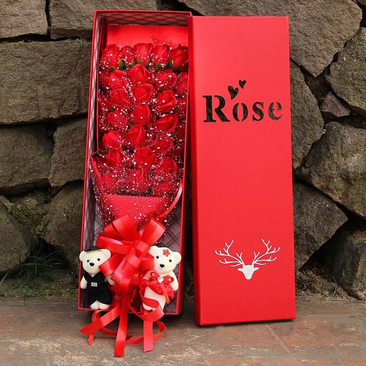 33紗創(chuàng)意香皂花中秋國慶節(jié)結(jié)婚生日禮物鮮花玫瑰永生花束禮盒批發(fā)