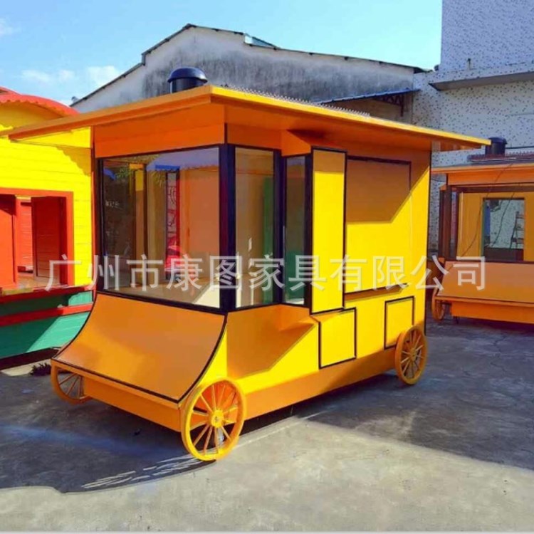 商業(yè)廣場流動售貨車 公園可移動手推花車 景區(qū)特色售貨亭