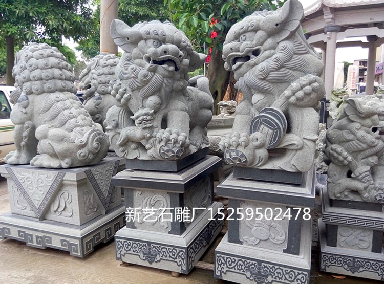 風水擺件廠家生產直銷青石石雕北京獅  青石南獅  舞獅鎮宅辟邪獅