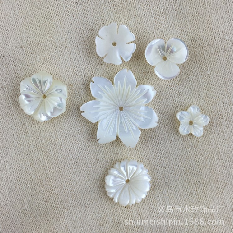 天然深海母貝殼珍珠貝花耳墜花帽花托DIY手工胸花配件立體雕花