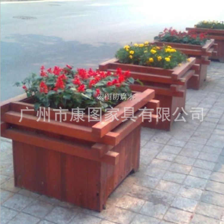 防腐木花盆定制 室外種植箱組合 廣場正方形實(shí)木花箱 景觀花池箱