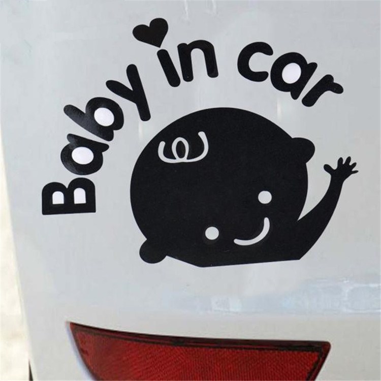 外貿爆款baby in car 招手車貼反光揮手娃娃車貼車內有寶寶車身貼