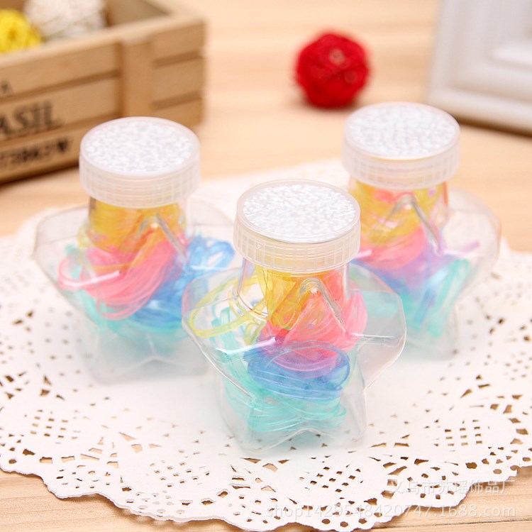 廠家五角星瓶裝強拉不斷皮筋小女生彩色皮筋日本筋飾品批發