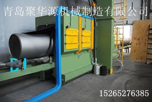 58青島廠家全自動鋼管內壁噴砂機內壁氧化皮清理青島通過式拋丸機