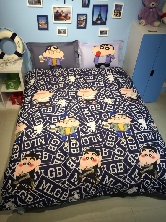 卡通家紡床上用品四件套安蠟筆小新櫻桃小丸子卡通系列四件套批發
