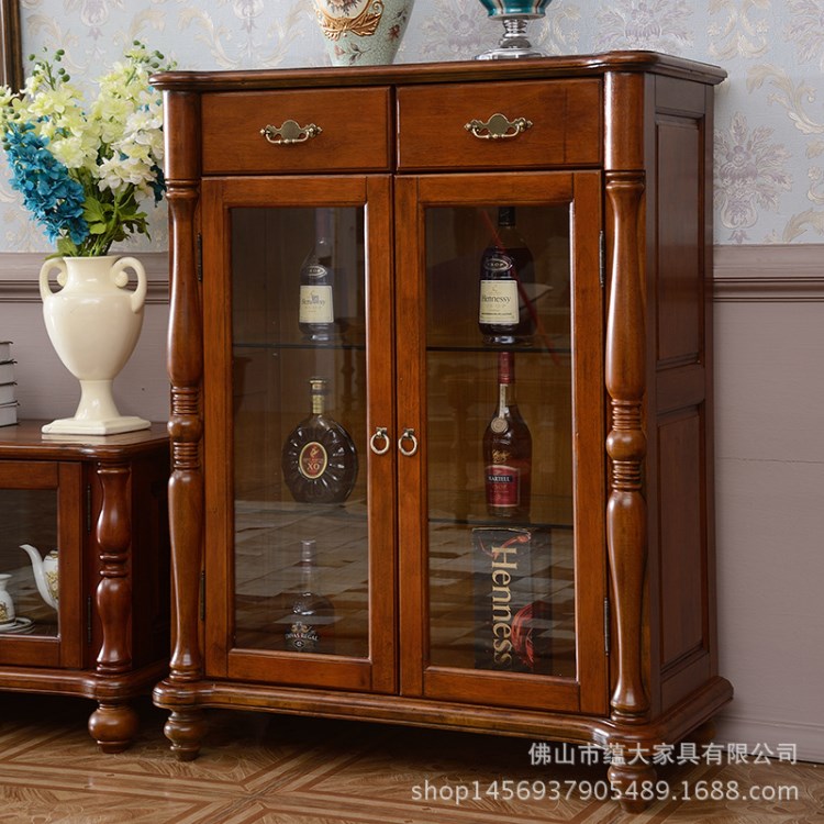 美式實木餐柜酒柜餐廳儲物柜全實木酒柜美式套房